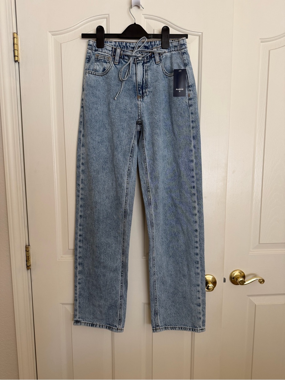 NWT PARKE x Target Women’s Mid-Rise Drawstring Baggy Jeans Light Wash 00